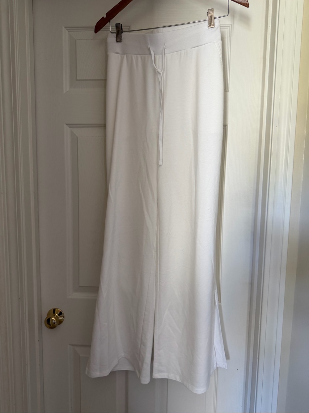 White Knit Wide Leg Pants